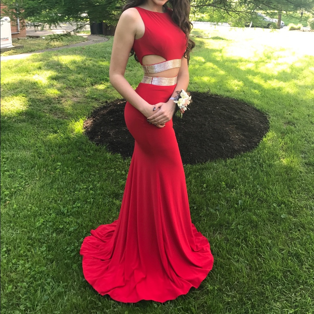 Jovani Dress Two-Piece Red Formal